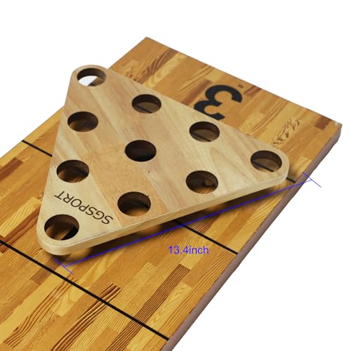 YDDS Nature-Red Shuffleboard Bowling Set with 10 Hardwood Pins & Bag
