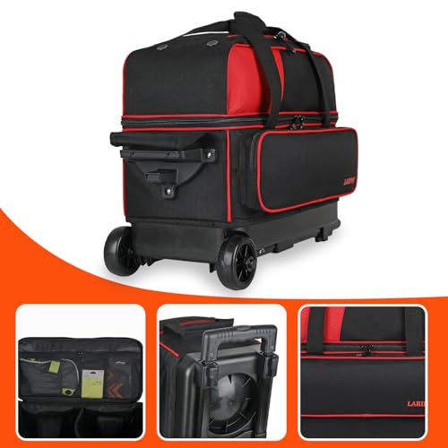 LARIPOP Red Bowling Ball Roller Bag with Shoe Compartment & Padded Protection