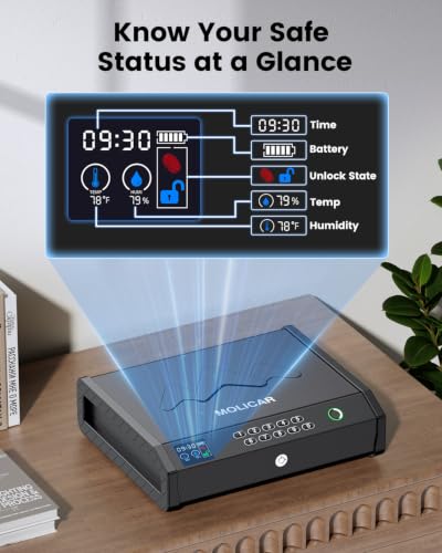 MOLICAR Biometric Gun Safe for Handgun Quick Access Nightstand Security Safe