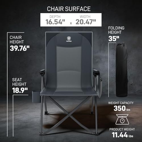Ever Advanced Grey Reclining Camping Chair Supports 350lbs for Adults