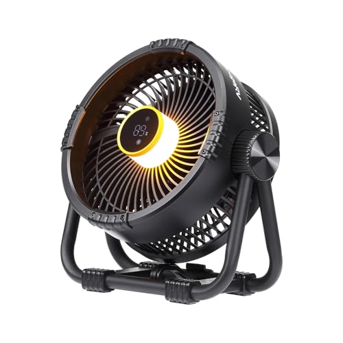 Rechargeable Portable Fan with 20000mAh Battery, Black - Outdoor & Camping