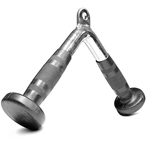FITNESS MANIAC USA Tricep Press Push Down Bar V Handle Close Grip Cable Multi Gym Attachment Pro Tricep V-Bar with Rubber Handgrips
