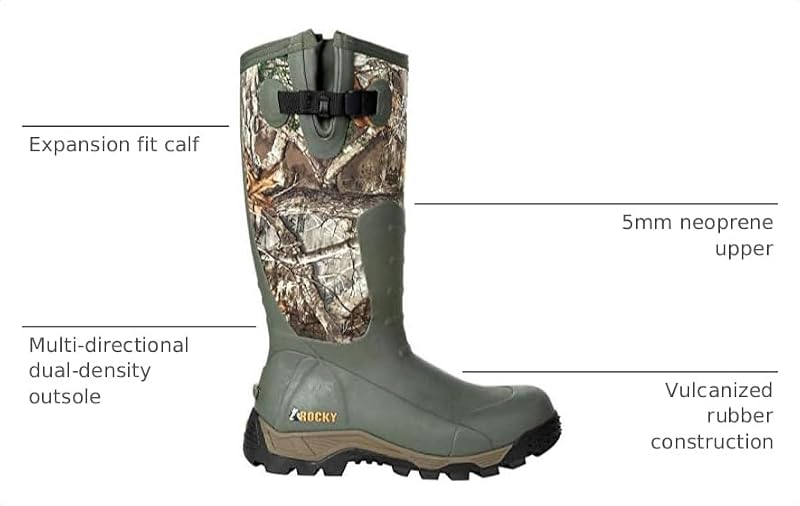 Rocky Men’s Sport Pro Insulated Hunting Boots Realtree Edge Side-Zip 1200g Waterproof