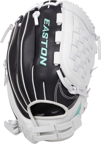 Fastpitch Softball Glove 12.5 Inch Outfield Right Hand Throw Black White Mint Basket Web