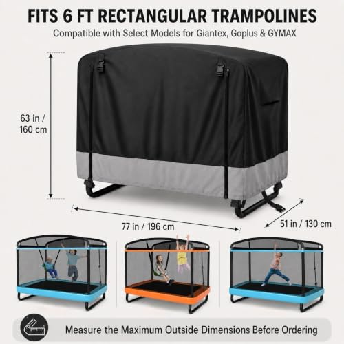 Black 6 FT Rectangular Trampoline Cover for Giantex Goplus GYMAX Models