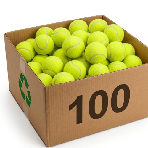 VIV 100 Pack Tennis Balls Bulk - Durable Official Size Practice & Training Balls