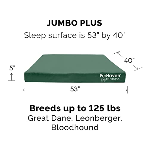 Furhaven Water-Resistant Orthopedic Dog Bed Jumbo Plus Forest Logo Print, Large 53x40 Inches