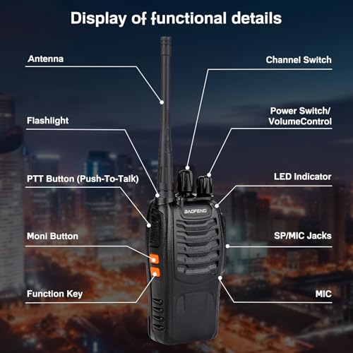 Baofeng 888S Walkie Talkies 10 Pack with Earpieces Long Range Two-Way Radios