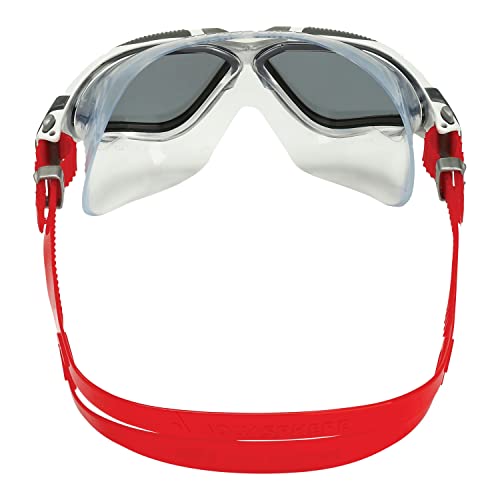 Swim Goggles Adult Unisex Vista Smoke Lens White/Red Frame Anti-Fog & Scratch-Resistant