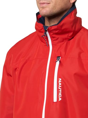 Nautica Men's Lightweight Sailing Jacket - P. Red / Medium - Waterproof & Windproof
