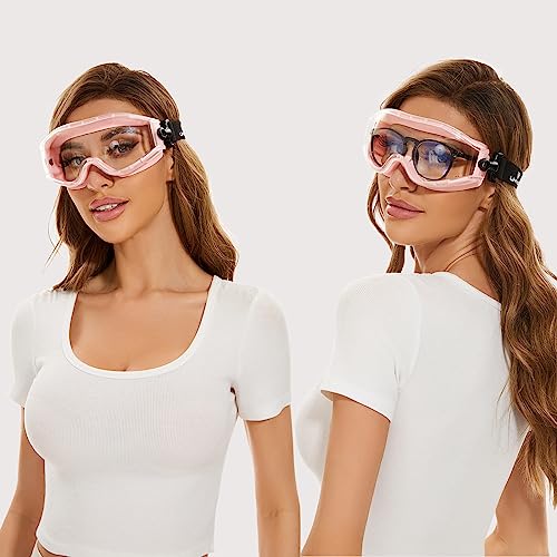 UKNOW Safety Goggles Over Glasses Pink - Anti-Fog Clear Lens, ANSI Z87.1 Certified Eye Protection