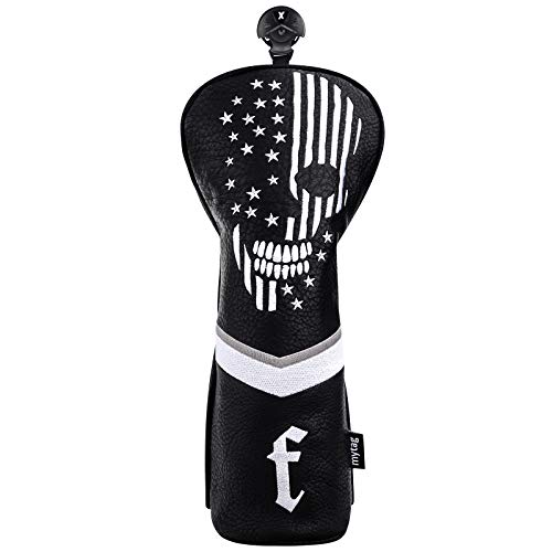 Skeleton Golf Head Covers Set - Black Synthetic Leather, Fairway Cover