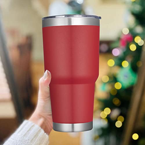 30 oz Insulated Stainless Steel Travel Tumbler with Lid & Straw - Red, 12 Pack