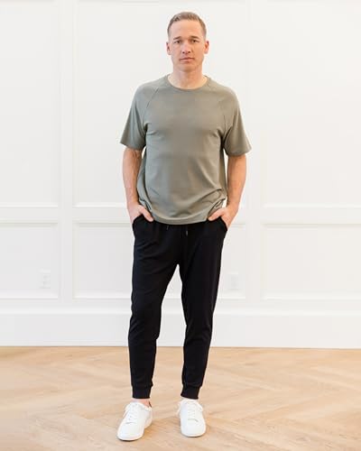 Men's Ultra Soft Jogger Pants with Zippered Back Pocket - Large Black