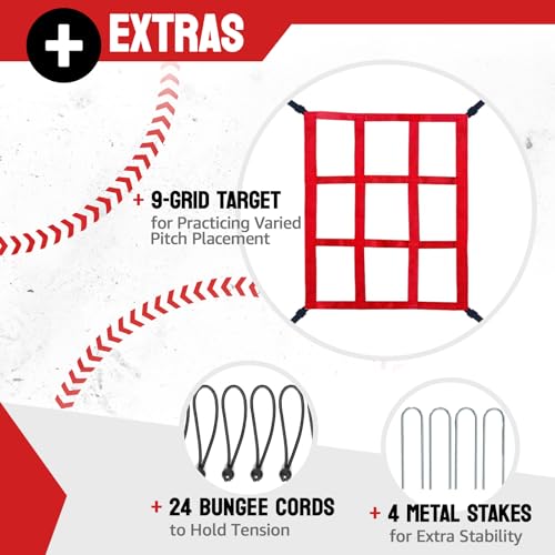 Baseball Rebounder Net 4x4.5 ft with 3 Adjustable Angles & Targets