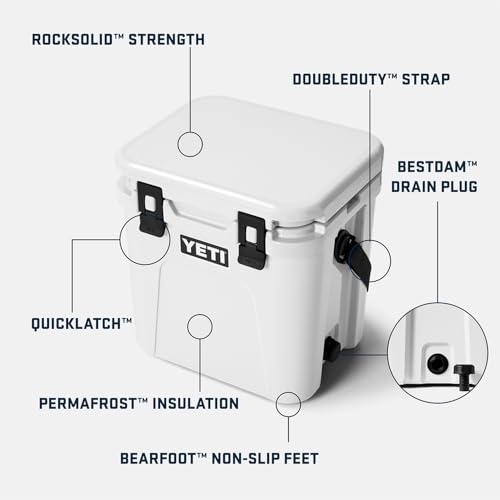 YETI Roadie 24 2.0 Hard Cooler Rescue Red with DoubleDuty Strap & Drain Plug