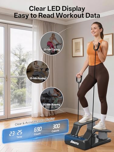 JOROTO Air Stepper Exercise Machine with LED Monitor and Resistance Bands - Black