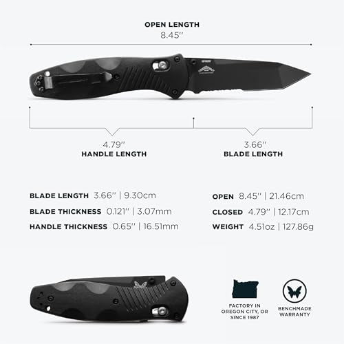 Benchmade Barrage Tactical Knife 154CM Steel Blade, Reversible Pocket Clip