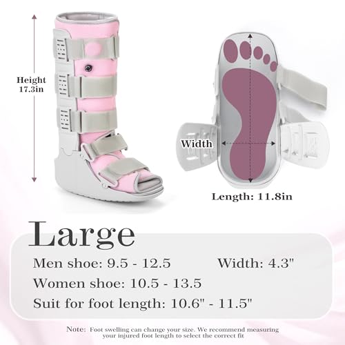 Tall Pink Air Cam Walker Boot for Broken Foot - Large Size, Support & Comfort