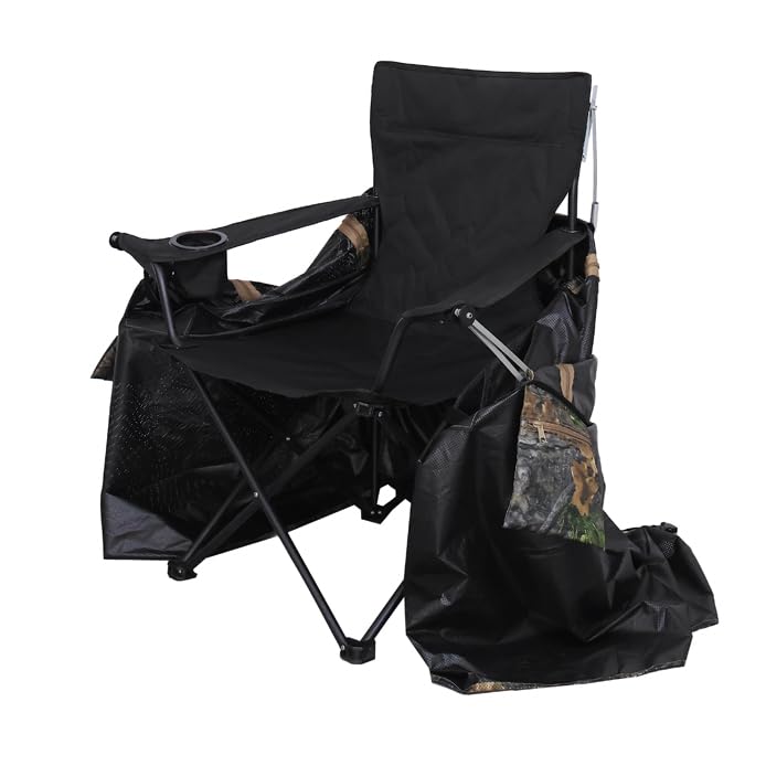 AUSCAMOTEK Woodland Green See-Through Hunting Ground Blind with Built-In Chair - 1 Person Pop-Up Camouflage Tent