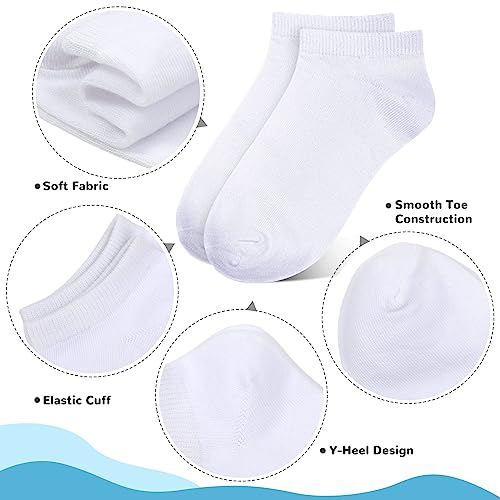 Kids Low Cut Ankle Socks 25 Pack Boys Girls Athletic Half Cushions - White 12-16 Years