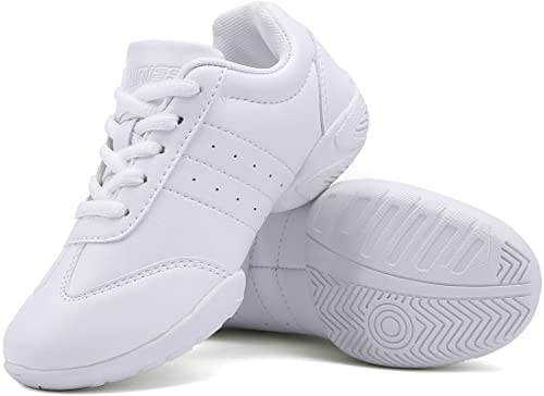 BAXINIER Girls White Cheerleading Dance Shoes - Toddler Size 9, White 6683