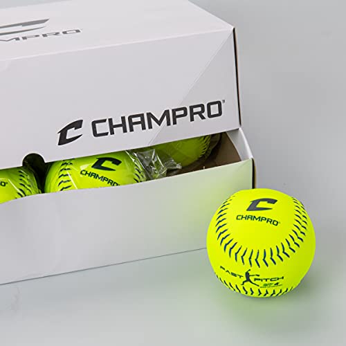 Champro 12" USSSA Approved Synthetic Fastpitch Softballs - Optic Yellow, 12 Pack