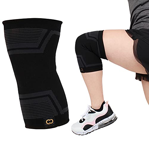 PowerKnit Copper Knee Sleeve Support Brace for Meniscus Tear & Joint Pain - 2XL-3XL