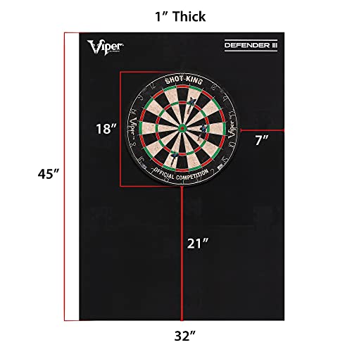 Viper Defender III Dartboard Wall Protector Black - Fits 17.75" & 18" Bristle Dartboards