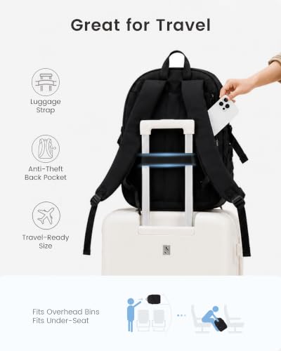 LOVEVOOK Large 17.3 Inch Unisex Casual Backpack Black - Durable College & Work Bag