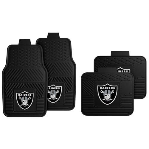 Vegas Raiders Car Floor Mats Set of 4 - All Weather Vinyl NFL Vehicle Mats
