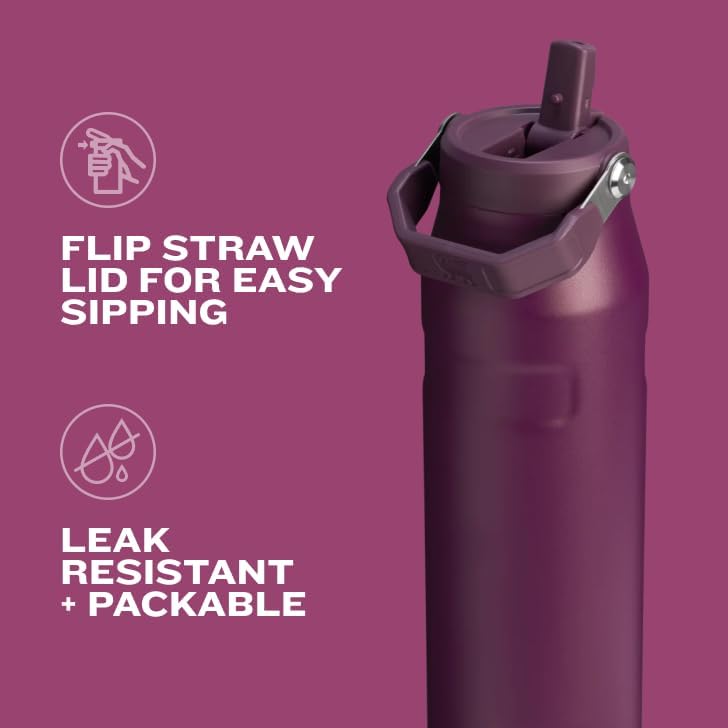 Stanley IceFlow Water Bottle 16 OZ - Insulated Stainless Steel with Built-In Straw | Lightweight & Leak-Resistant | Frost Color