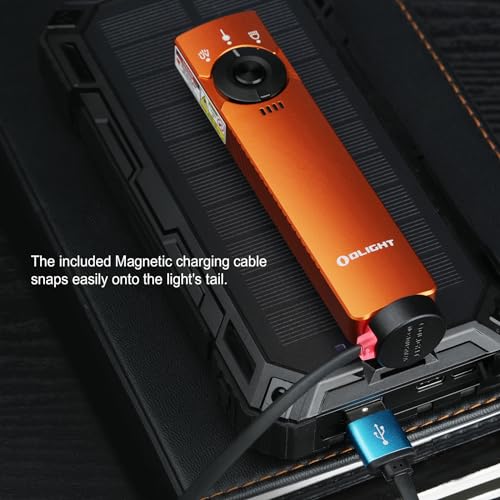 Rechargeable EDC Flat Flashlight with UV & Green Beam - Orange CW Variation