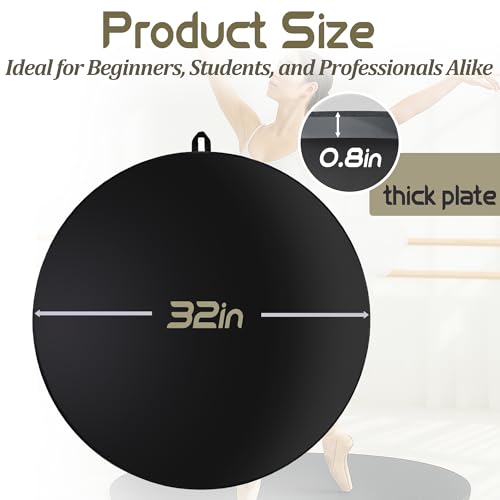 32-Inch Portable Round Ballet Dance Floor - Black, Wood Surface, Studio & Home Use
