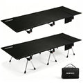 Height Adjustable Camping Cot - Heavy-Duty Aluminum Frame, 75"L x 27.5"W, Black
