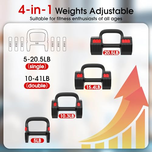 Black Adjustable Dumbbell Set 4-in-1 5-20.5lb for Home Gym - Hamjoiet