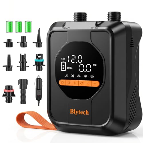 Blytech Black Portable Electric Paddle Board Pump 20 PSI with 13,500mAh Battery