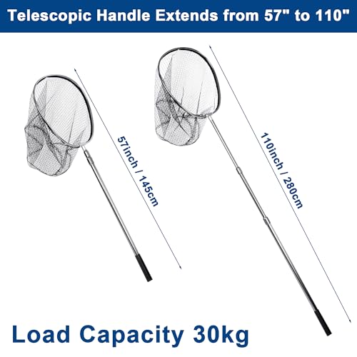 Telescoping Fishing Net with 20-Inch Deep Mesh and Aluminum Handle