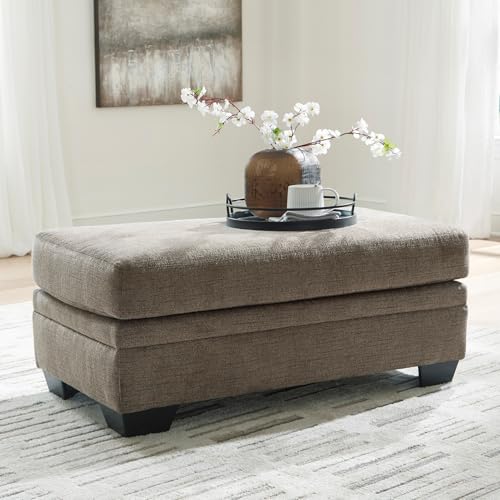 Dark Brown Oversized Upholstered Ottoman - Modern Living Room Footrest, 44" W