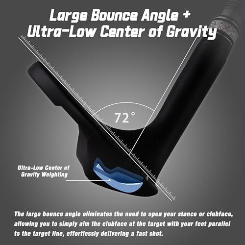 Right Hand Black PGM 72° Golf Wedge CNC Milled Face High Bounce Bunker Wedge