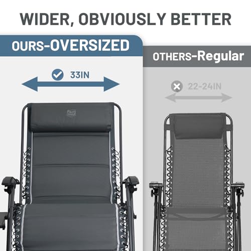 TIMBER RIDGE XXL Oversized Zero Gravity Chair Gray 33" Wide 500lb - 1 Pack
