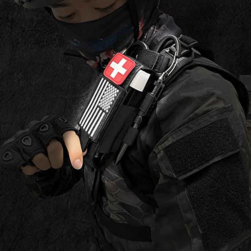 Heavy Duty Laser Cut Molle Tourniquet Holder with Shears & Pen Pouch - Black