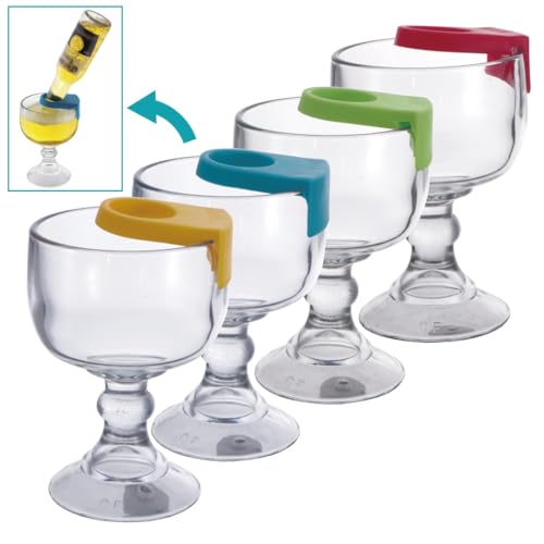 Classic 21.5 Oz Margarita & Cocktail Glass Set of 4 with Color Clips - Lead-Free Crystal