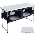 Ever Advanced 4ft Folding Camping Table with Storage - Silver, Aluminum Desktop & Adjustable Legs