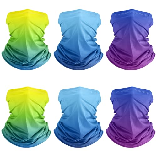 Geyoga 6 Pack Cooling Face Bandanas Neck Gaiters for Men - Gradient Color