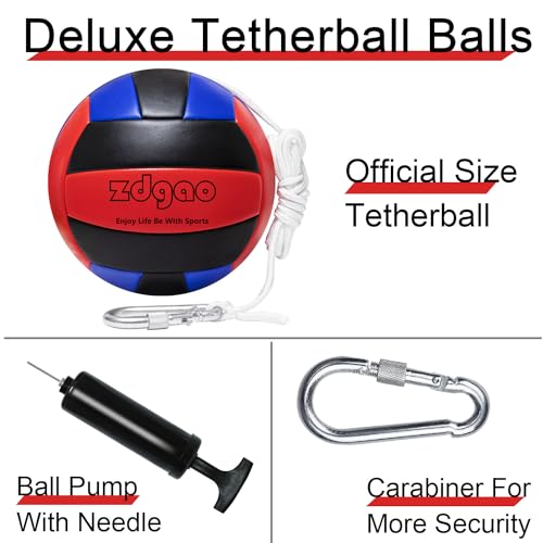 Heavy Duty Portable Tetherball Set with Poles, Ball, Rope & Ground Stakes for Outdoor Play