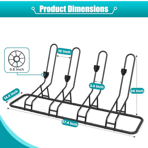 Kinghouse 4-Bike Floor Stand Storage Rack, Heavy Duty Indoor/Outdoor Garage