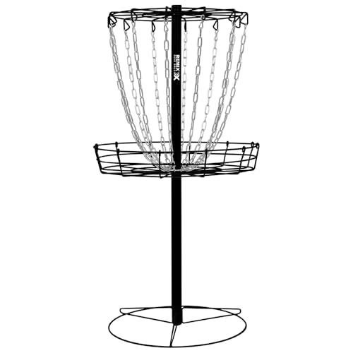 Disc Golf Practice Basket - Single Chain, Black - Portable Outdoor Game