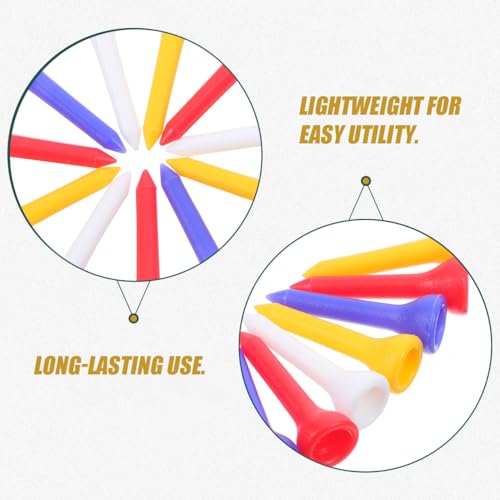 Plastic Golf Tees 3.5mm - 100 Pack in Mixed Colors for Golf Practice