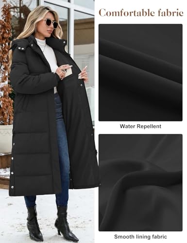 UMIPUBO Women's 3X-Large Black Long Maxi Down Coat Winter Puffer Jacket